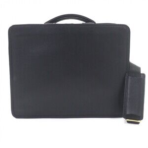 COACH 0539 Leather Nylon 2-Way Business Bag, PC Case, Shoulder Briefcase, Bla...
